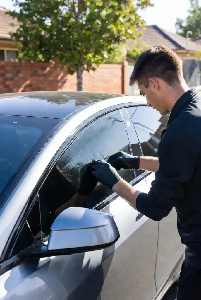 Professional car window tinting project completed in Melbourne with premium ceramic film