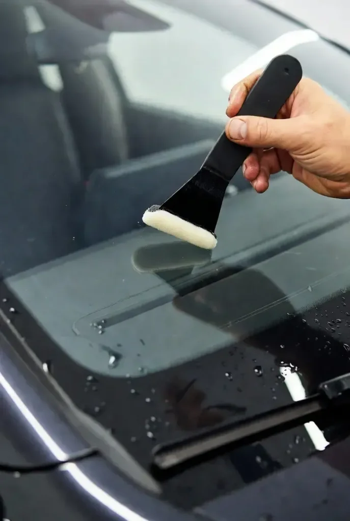 Advanced nano ceramic coating application on car glass in Melbourne providing extra UV and heat protection